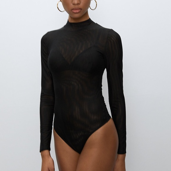 Aritzia Tops - Aritzia Babaton Sheer Bodysuit Long-Sleeve (New)